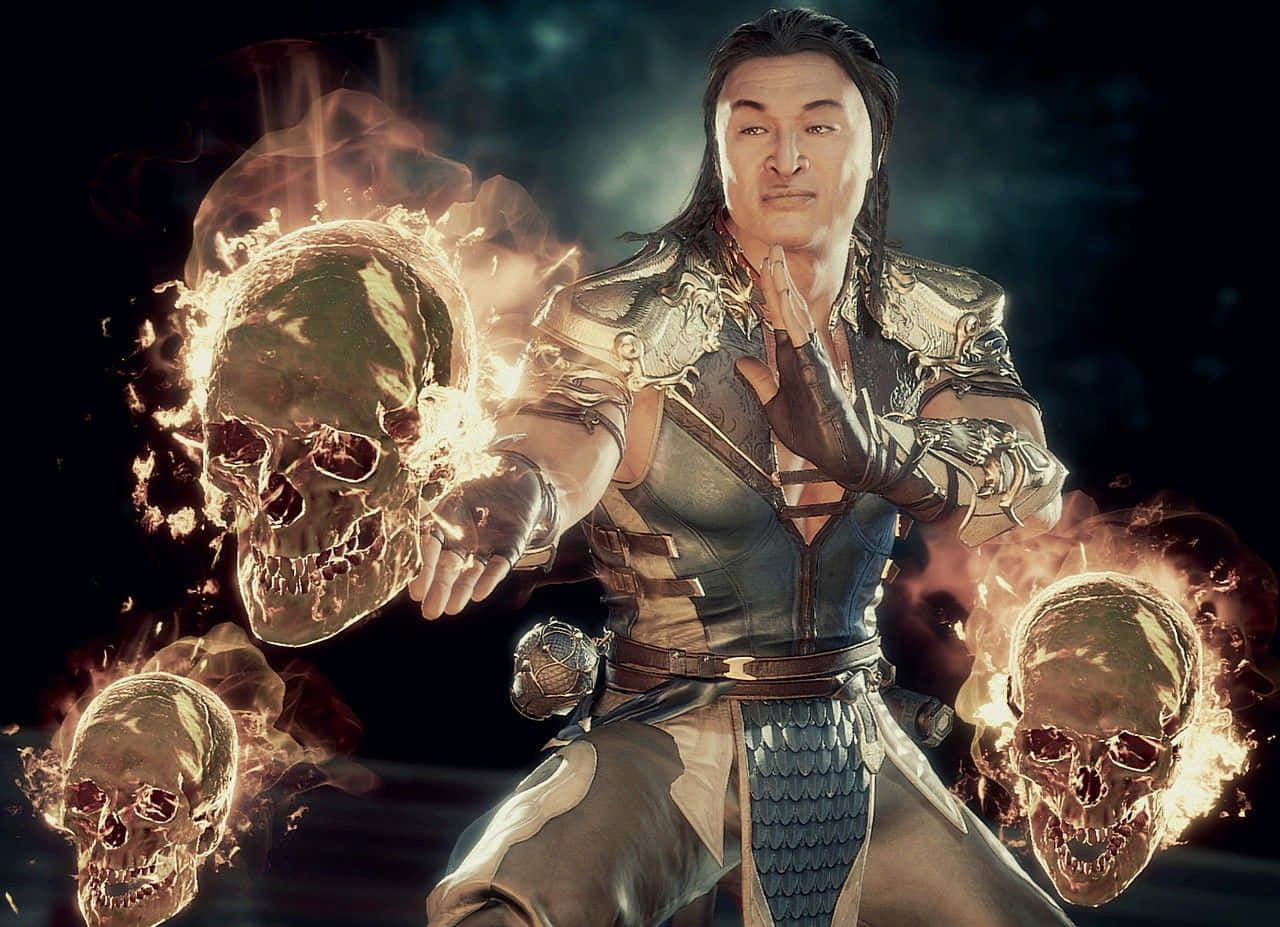 Mortal Kombat, Shang Tsung, fiery skulls, HD Desktop Wallpaper