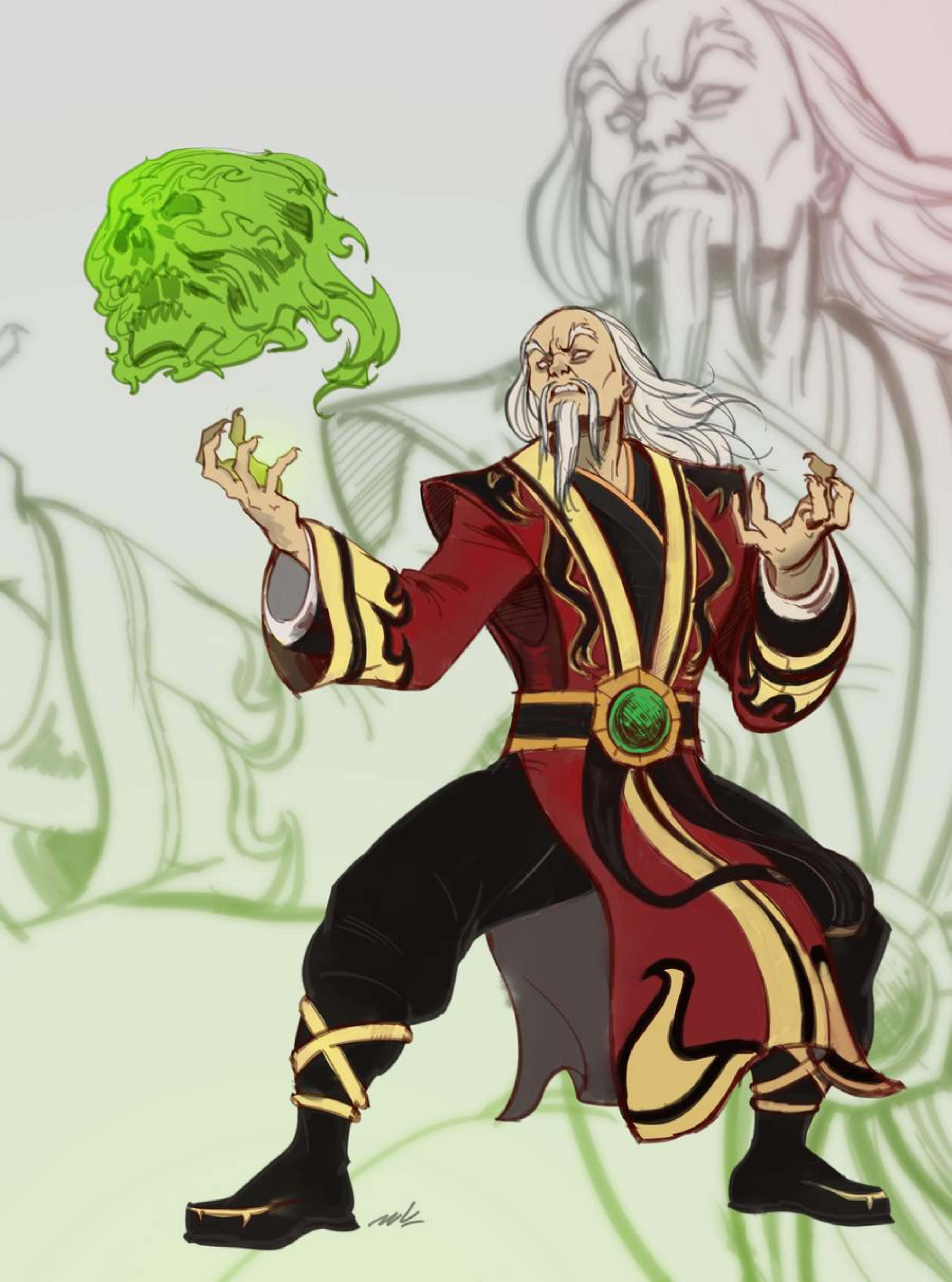 Mortal Kombat, Shang Tsung, red and gold robes, 2K Phone Wallpaper