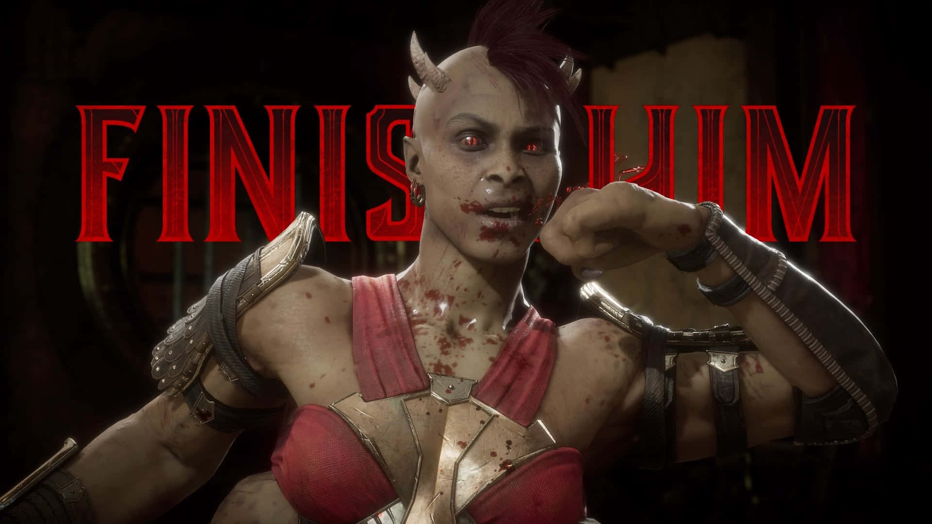 Mortal Kombat Sheeva, red eyes, red armor, Full HD Desktop Wallpaper
