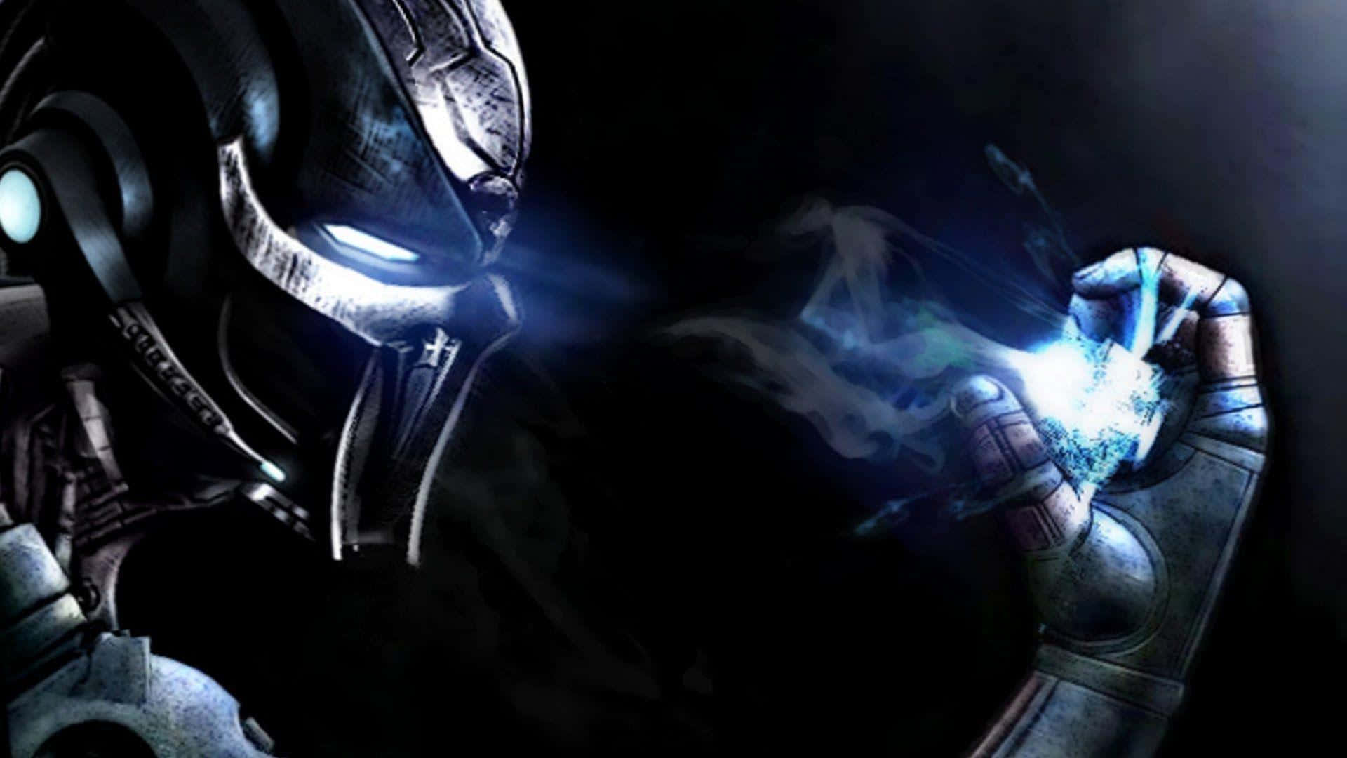Mortal Kombat Triborg, glowing eyes, blue energy, Full HD Desktop Wallpaper