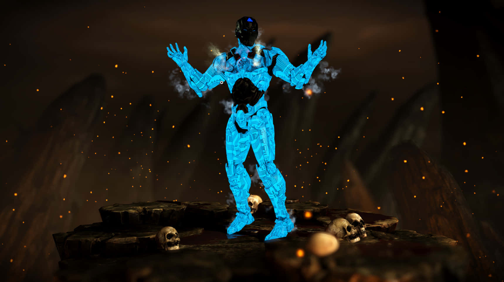 Mortal Kombat, Triborg, glowing blue armored figure, HD Desktop Wallpaper