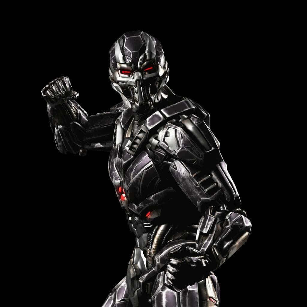 Mortal Kombat Triborg, silver armored robot, glowing red eyes, SD Desktop Wallpaper