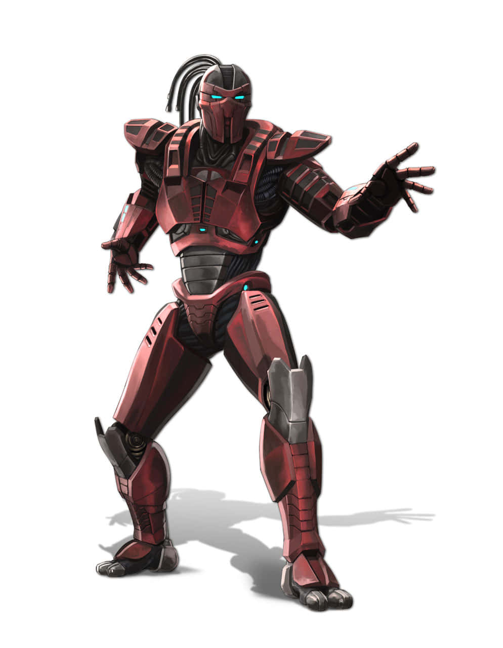 Mortal Kombat Triborg, red armored warrior, glowing blue eyes, HD Phone Wallpaper