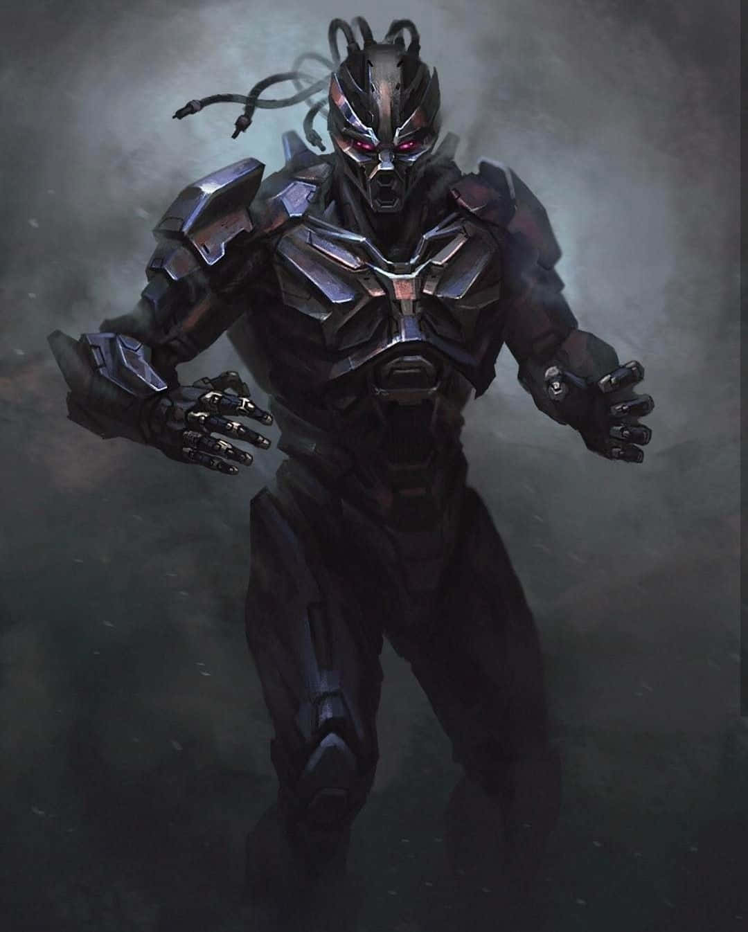 Mortal Kombat Triborg, glowing red eyes, mechanical tendrils, HD Phone Wallpaper