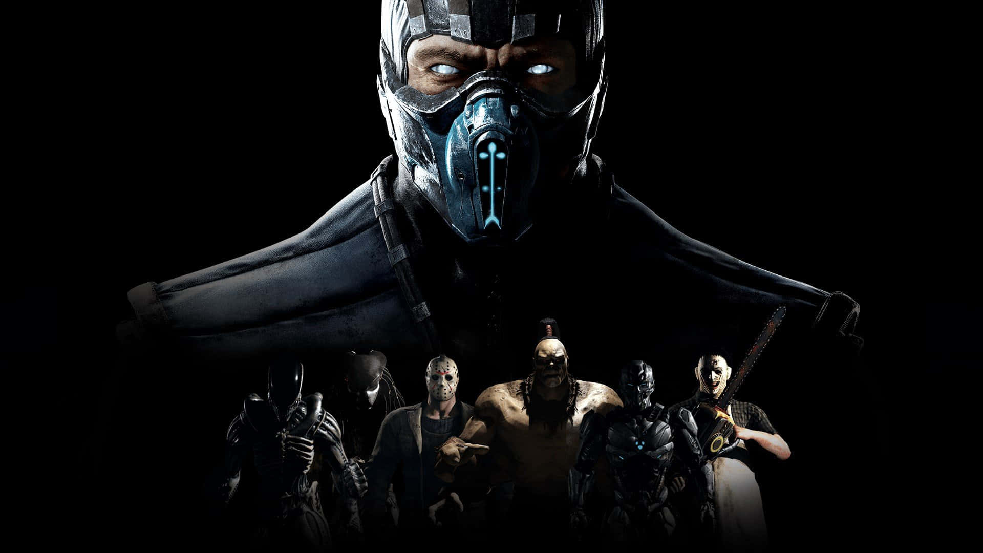 Mortal Kombat Triborg, masked warrior, dark-clad fighters, Full HD Desktop Wallpaper