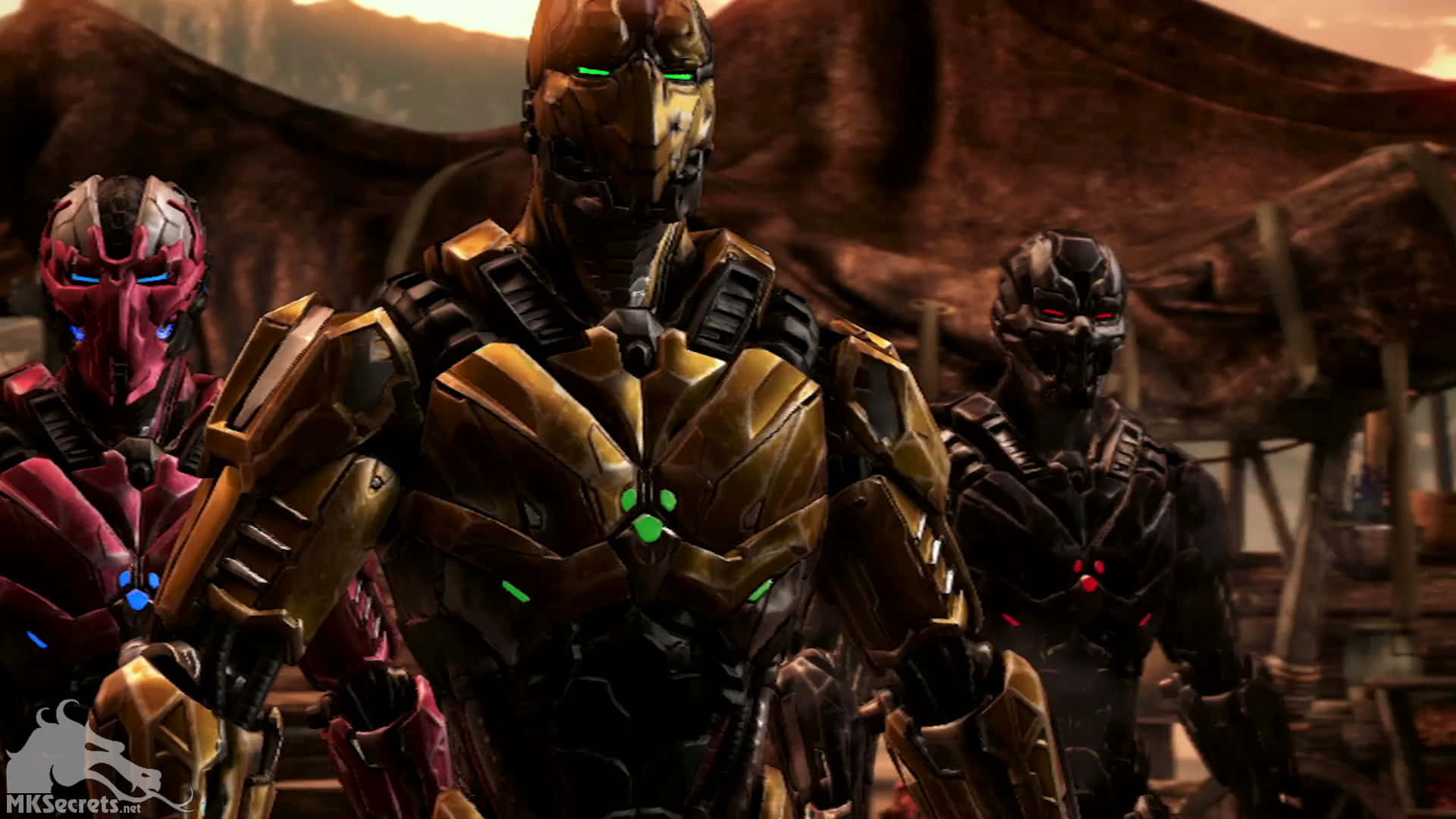 Mortal Kombat Triborg, glowing eyes, rugged desert canyon, Full HD Desktop Wallpaper