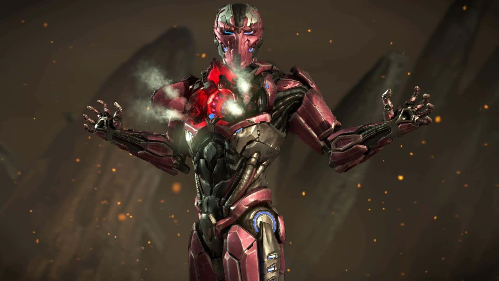 Mortal Kombat Triborg, red and black armored cyborg, glowing eyes, Full HD Desktop Wallpaper