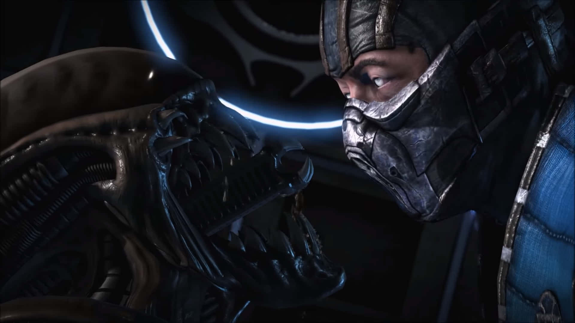 Mortal Kombat Triborg, masked warrior, biomechanical alien creature, Full HD Desktop Wallpaper