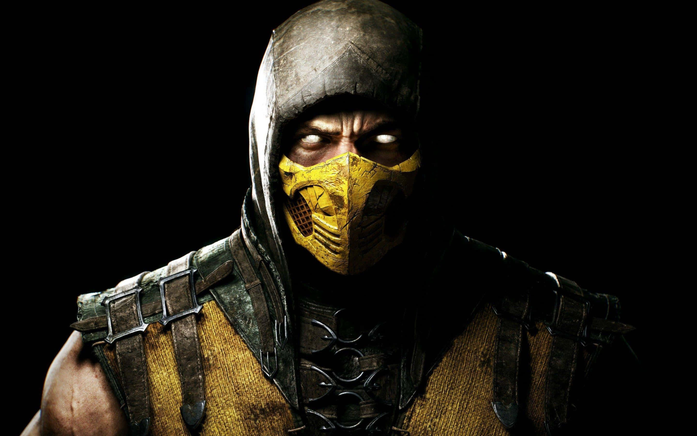Mortal Kombat X, masked warrior, glowing eyes, 2K Desktop Wallpaper