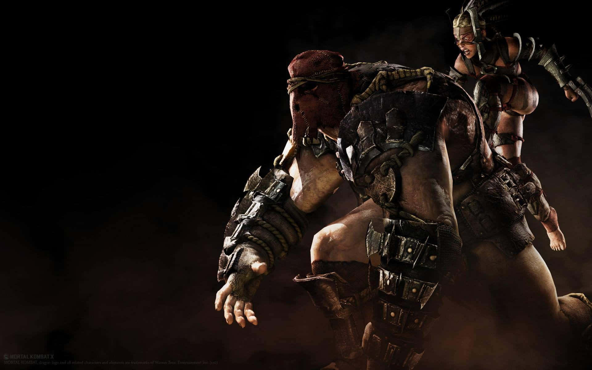 Mortal Kombat X, dark smoky arena, heavily armored fighters, Full HD Desktop Wallpaper