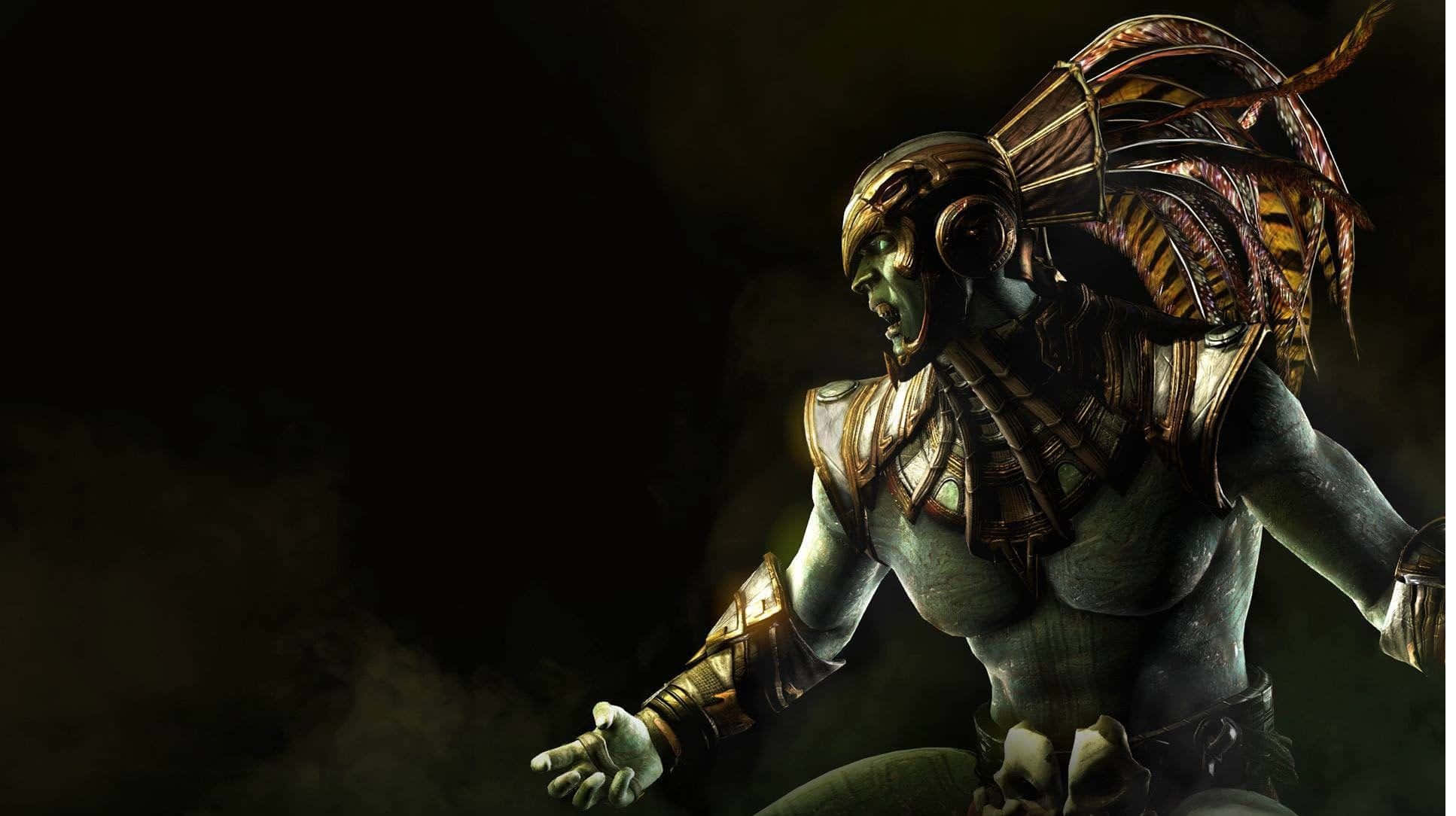 Mortal Kombat X, green-skinned warrior, ornate golden armor, Full HD Desktop Wallpaper