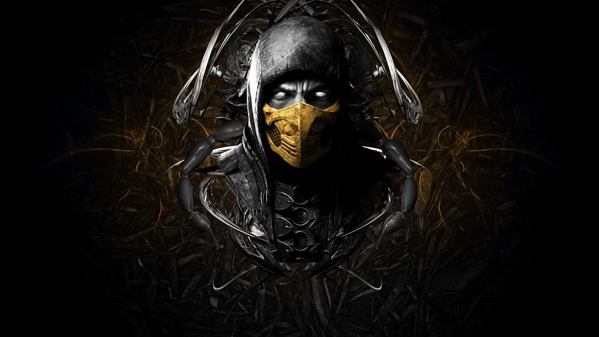 Mortal Kombat X, ninja, golden mask, Full HD Desktop Wallpaper