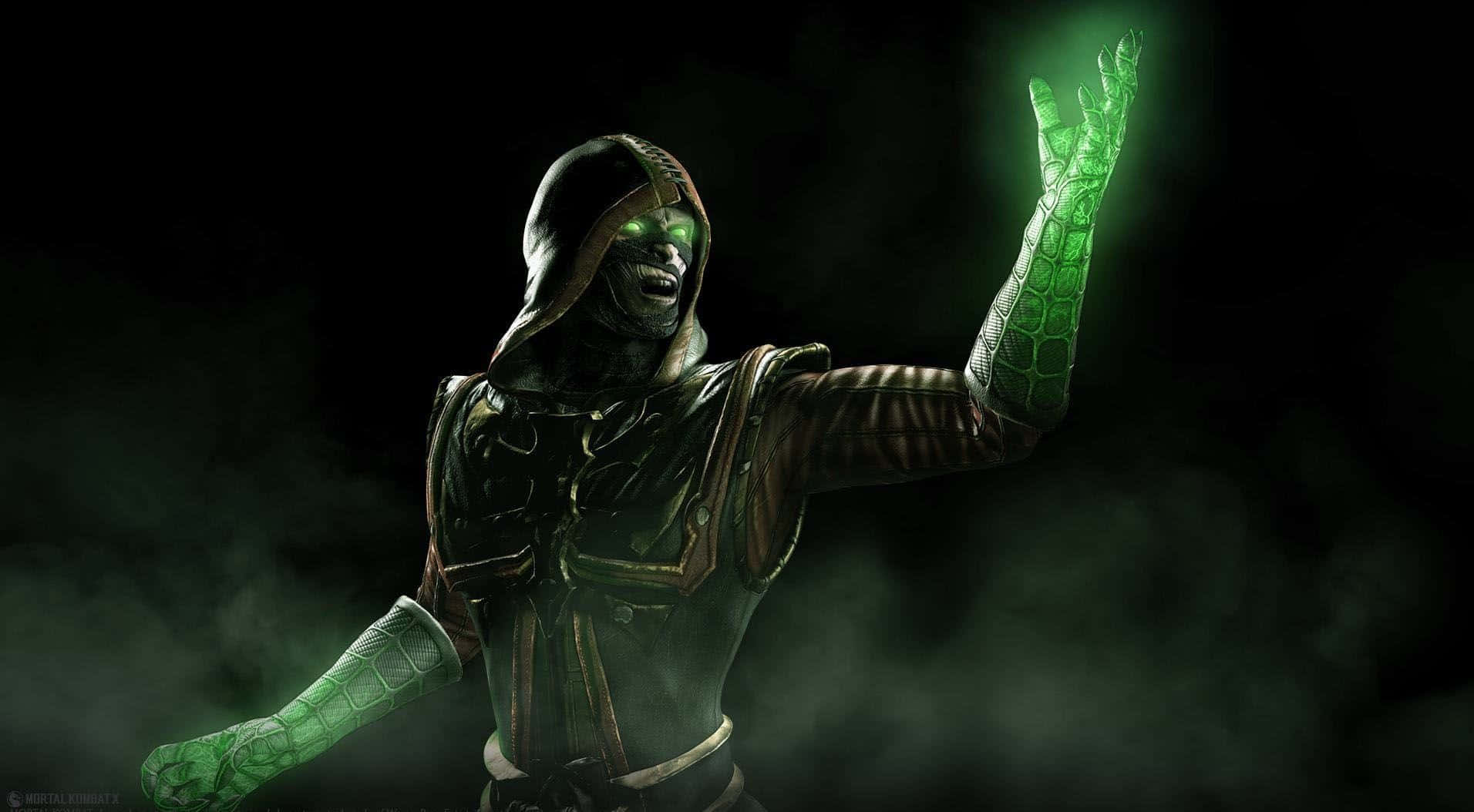 Mortal Kombat X, hooded green-skinned villain, glowing eyes, HD Desktop Wallpaper