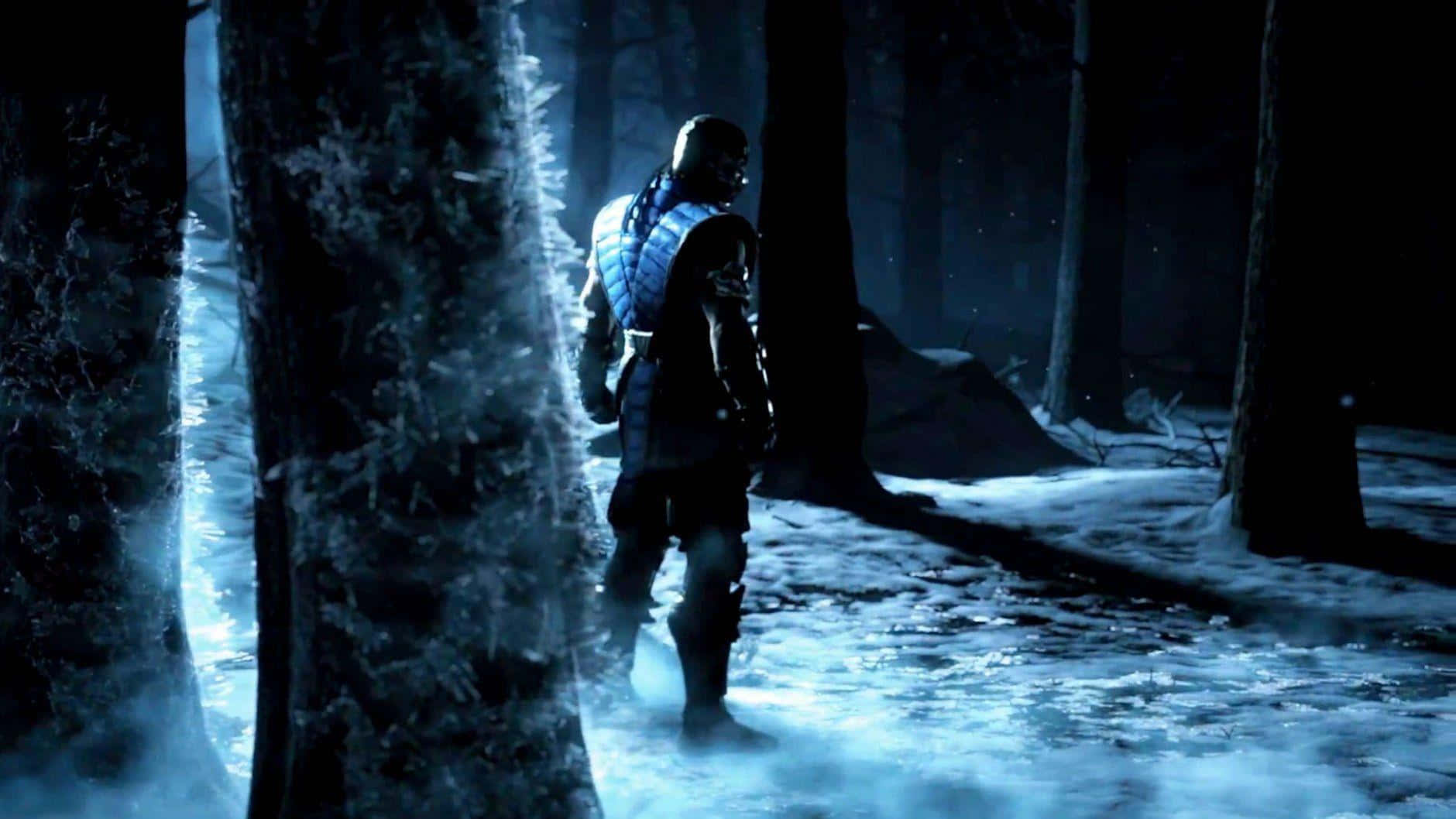 Mortal Kombat X, armored warrior, misty snowy forest, HD Desktop Wallpaper