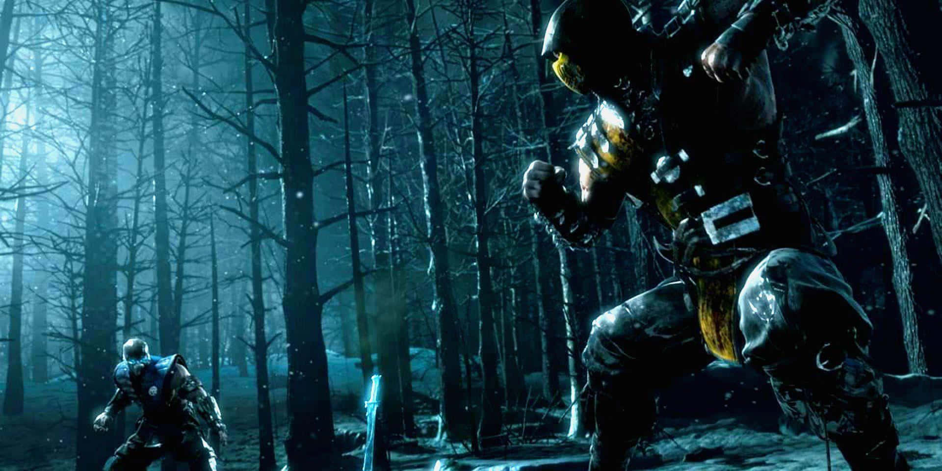Mortal Kombat X, moonlit forest, bare trees, Full HD Desktop Wallpaper