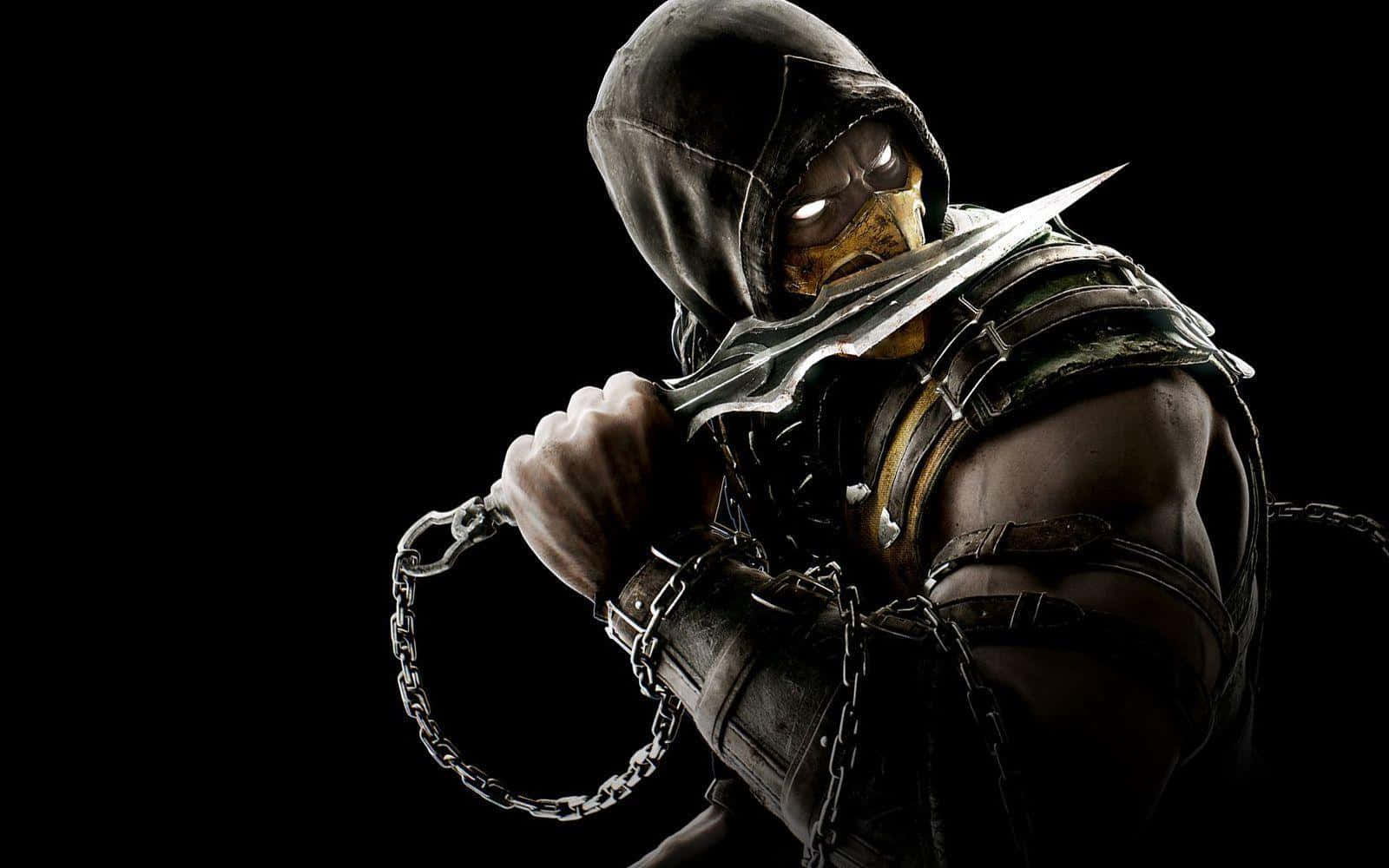 Mortal Kombat X, hooded assassin, glowing eyes, HD Desktop Wallpaper
