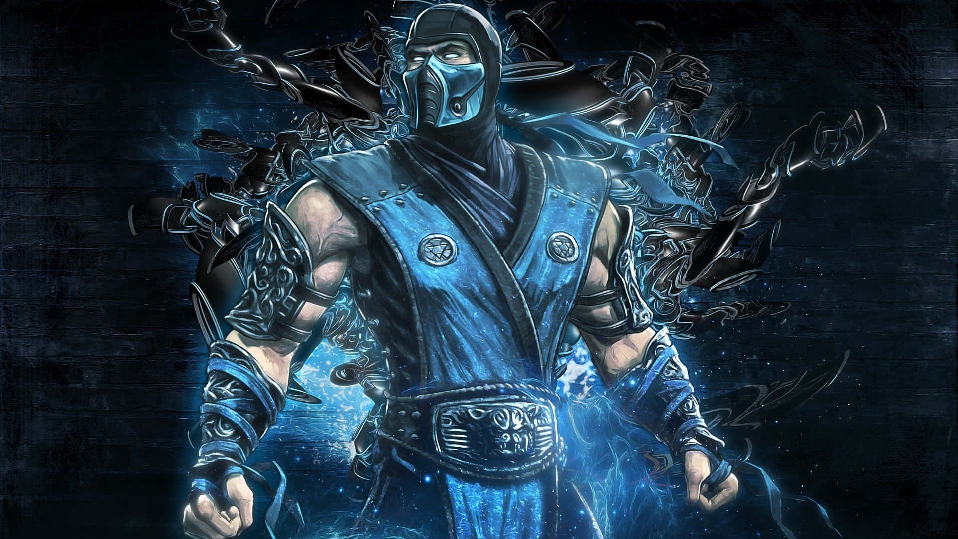 Mortal Kombat, blue armor, masked warrior, Full HD Desktop Wallpaper