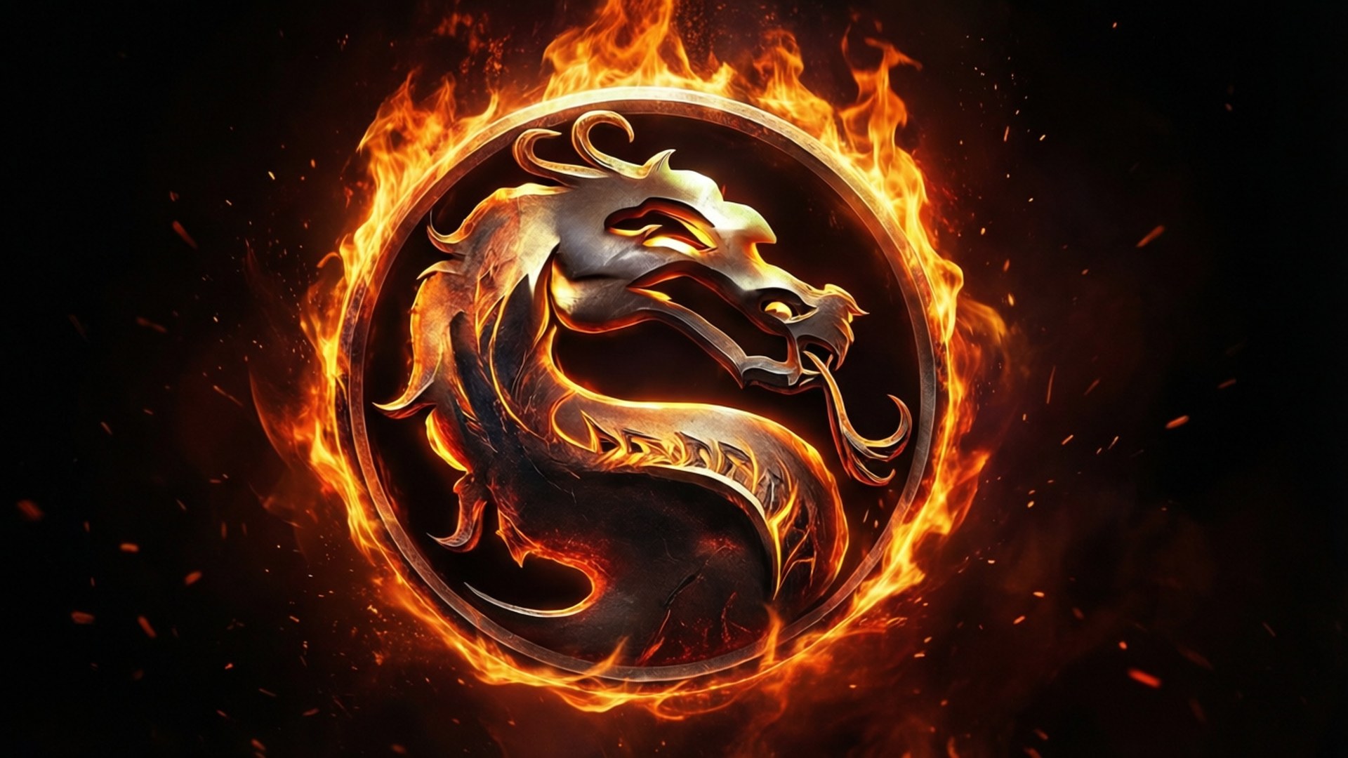Mortal Kombat, dragon logo, ablaze, Full HD Desktop Wallpaper
