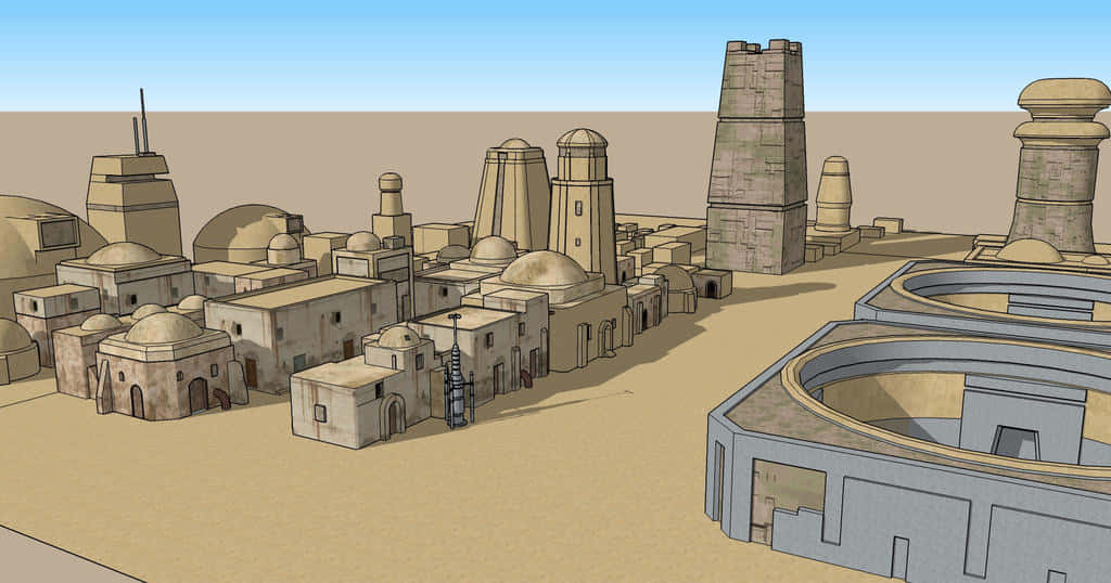 Mos Eisley, desert cityscape, domed buildings, SD Desktop Wallpaper