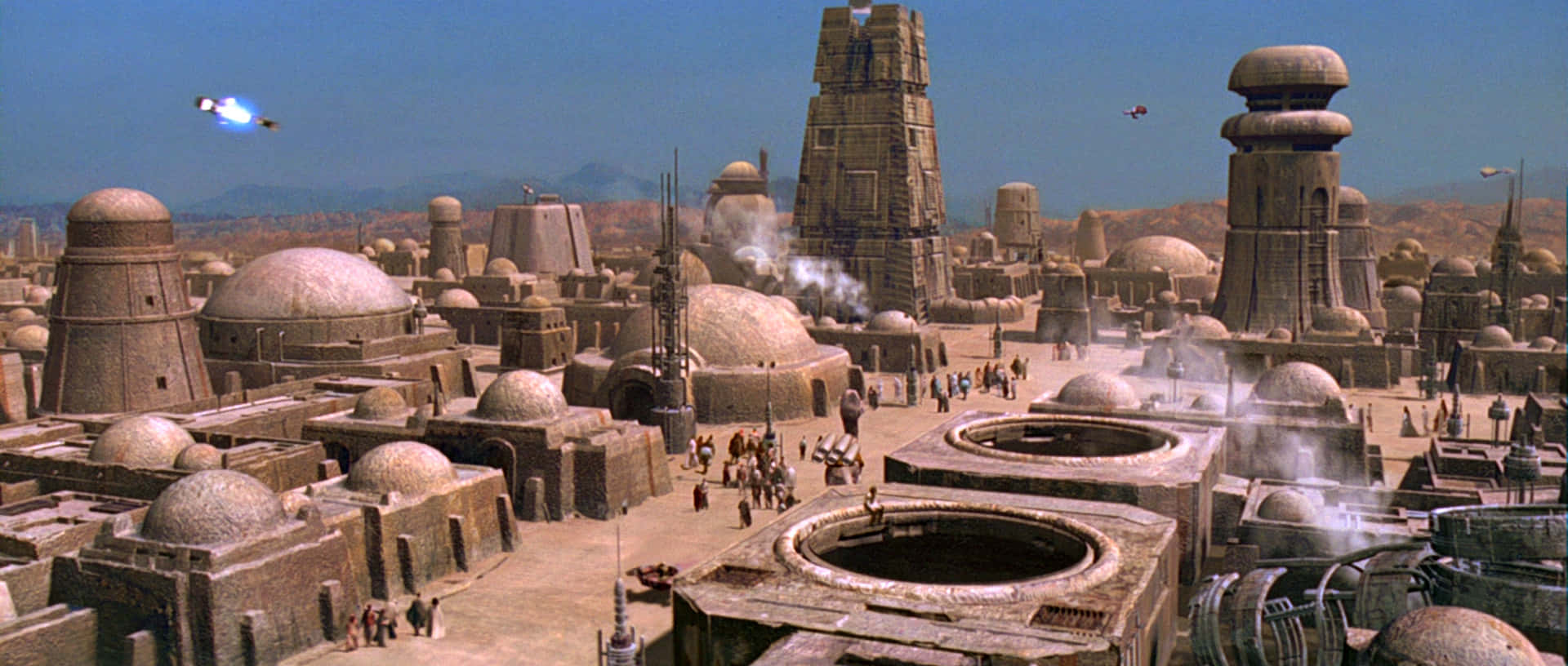 Mos Eisley, desert cityscape, domed buildings, Full HD Desktop Wallpaper