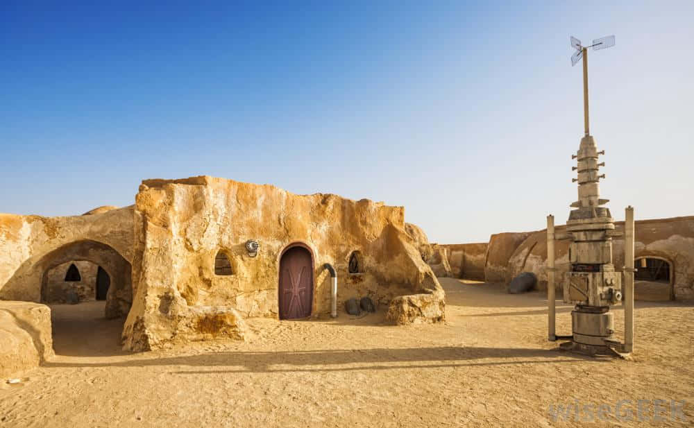 Mos Eisley, desert planet, sandy stone dwellings, SD Desktop Wallpaper