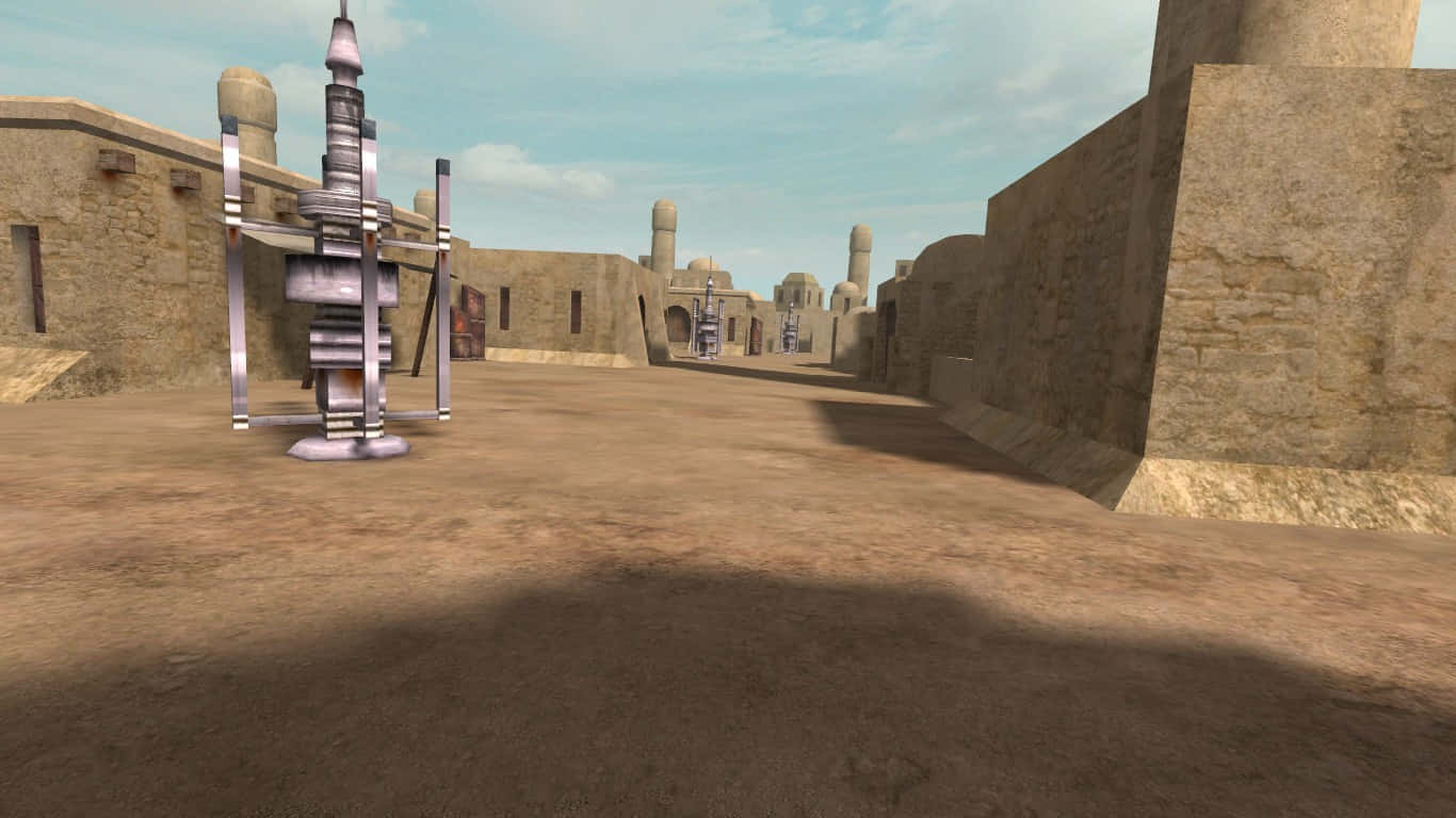 Mos Eisley, desert canyon town, stone buildings, HD Desktop Wallpaper