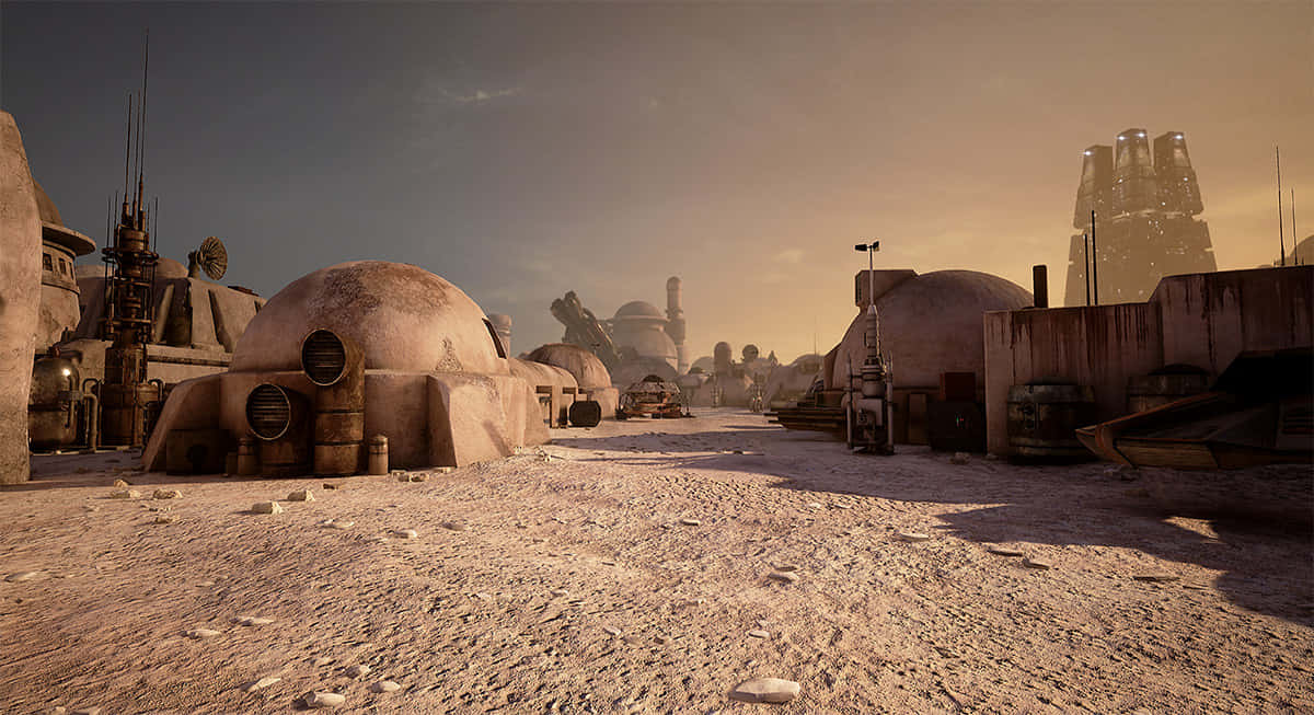Mos Eisley, dome-shaped buildings, futuristic structures, SD Desktop Wallpaper