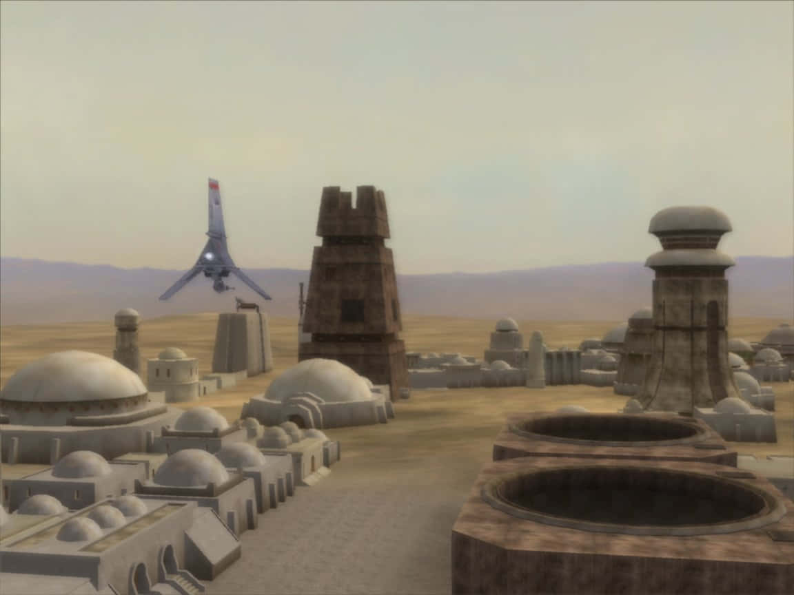 Mos Eisley, desert city, domed buildings, SD Desktop Wallpaper