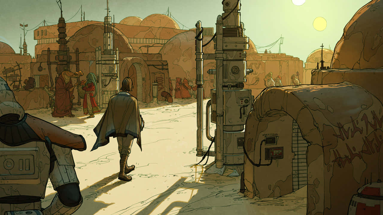 Mos Eisley, dusty desert town, domed buildings, HD Desktop Wallpaper