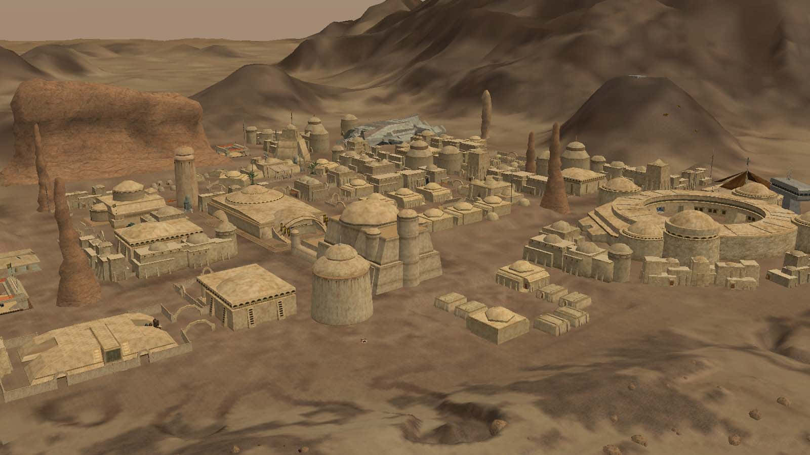 Mos Eisley, desert city, domed buildings, HD Desktop Wallpaper