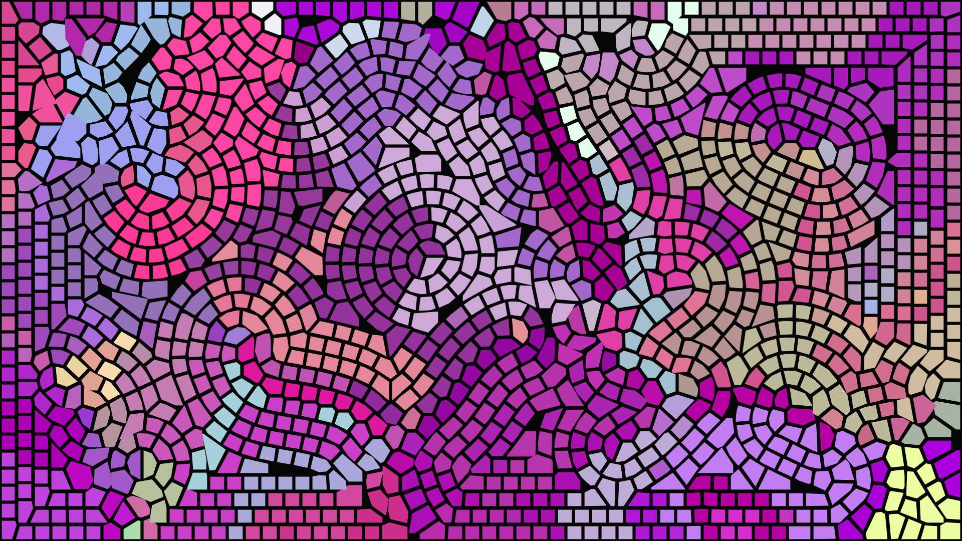 purple mosaic, swirling purple pink and teal tiles, organic shapes, Full HD Desktop Wallpaper