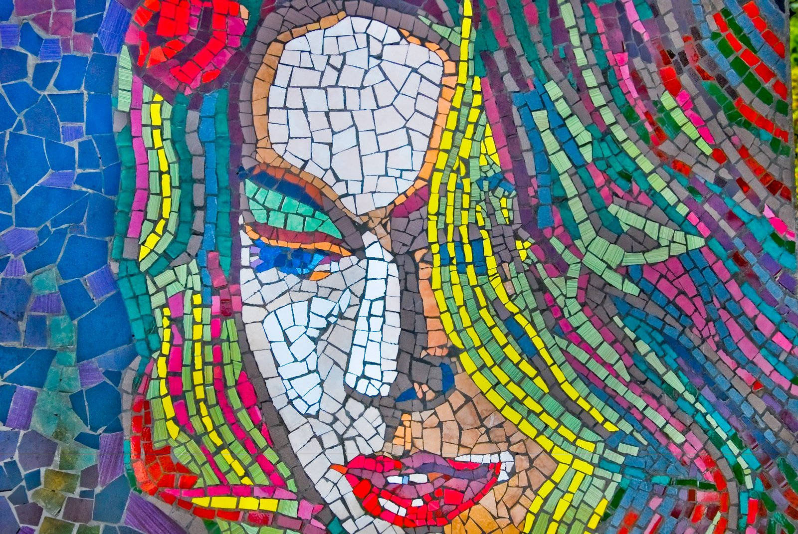 mosaic, woman, flowing hair, HD Desktop Wallpaper