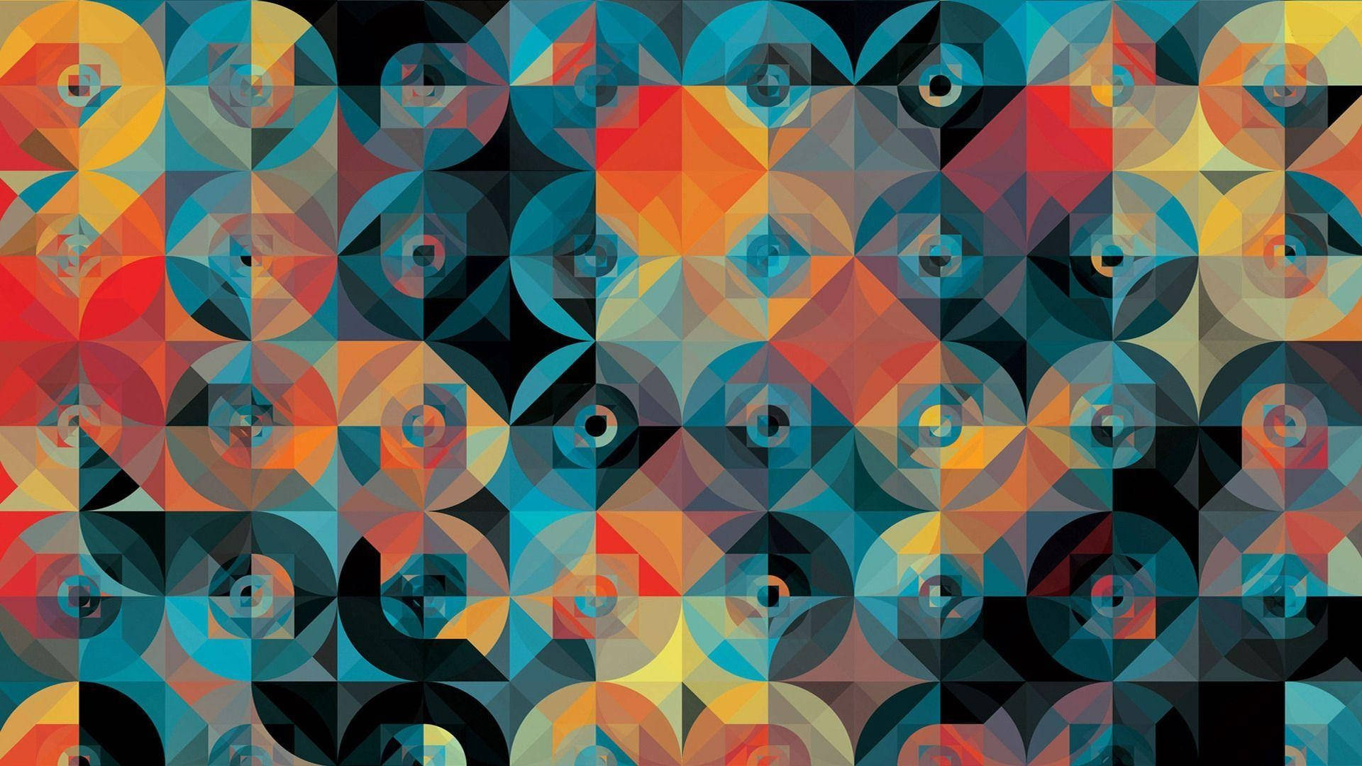 Mosaic, geometric pattern, overlapping circles, Full HD Desktop Wallpaper