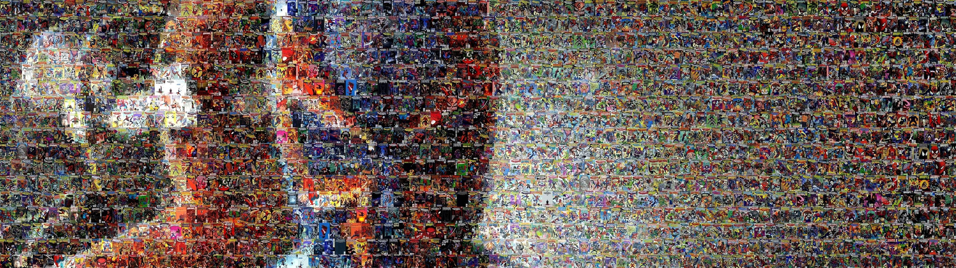 glitch mosaic, superheroes, mosaic portrait, 4K Desktop Wallpaper