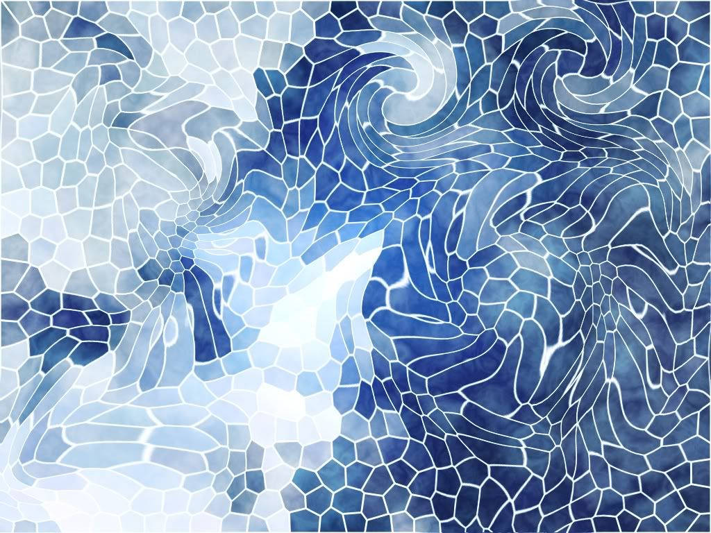 blue voronoi mosaic, abstract blue and white mosaic swirls, glowing highlights, SD Desktop Wallpaper