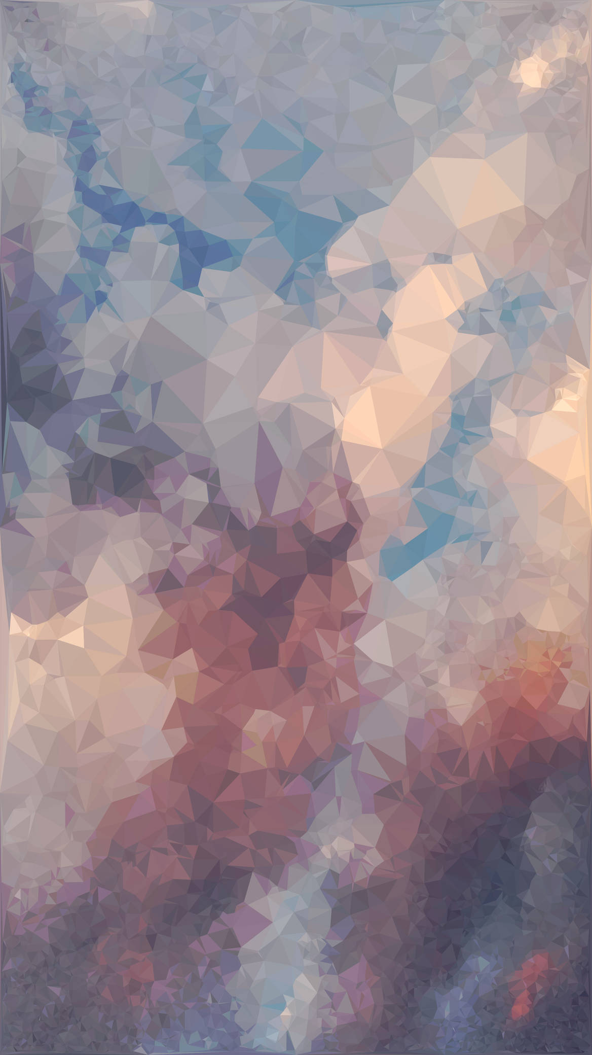 Simple Modern Mosaic, low-poly abstract sky, soft gradients, Full HD Phone Wallpaper
