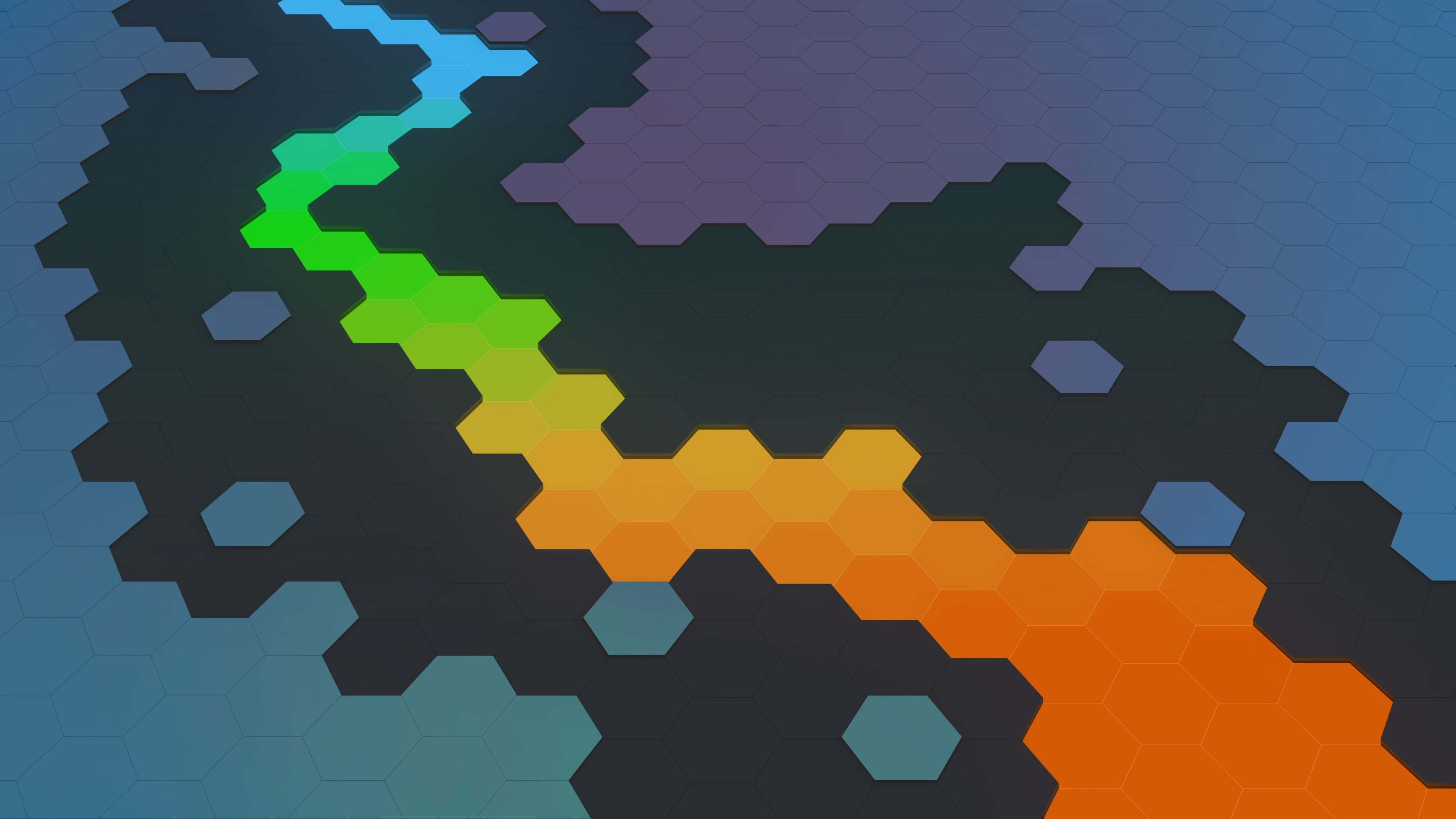 hexagon, blue hexagonal patterns, dark blue and black hexagonal grid, 4K Desktop Wallpaper