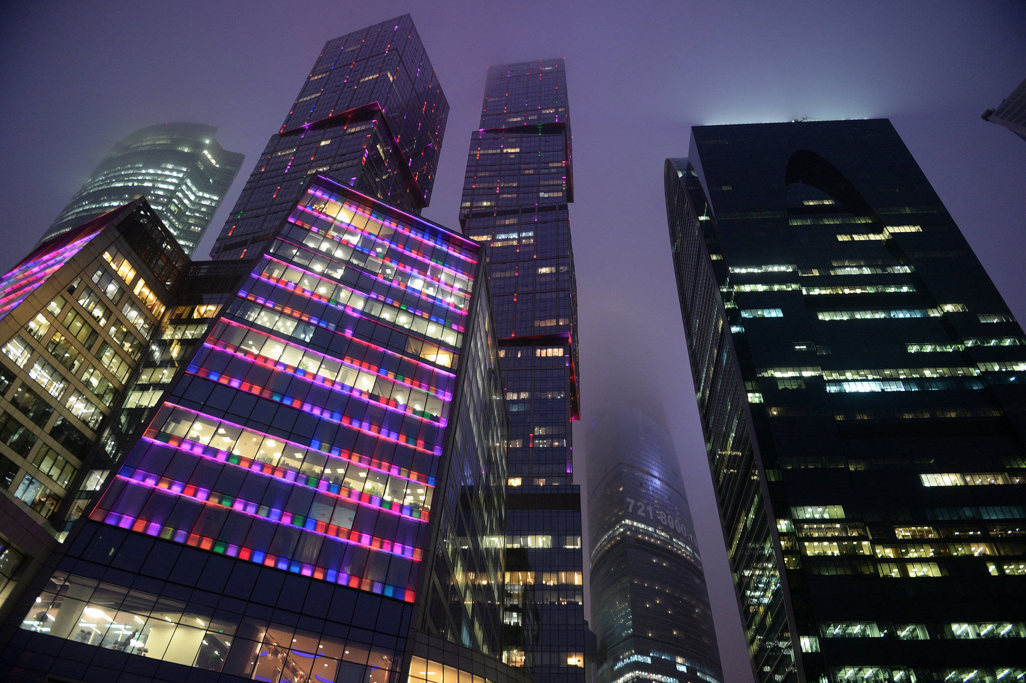 Moscow, supertall skyscrapers, twilight sky, Full HD Desktop Wallpaper