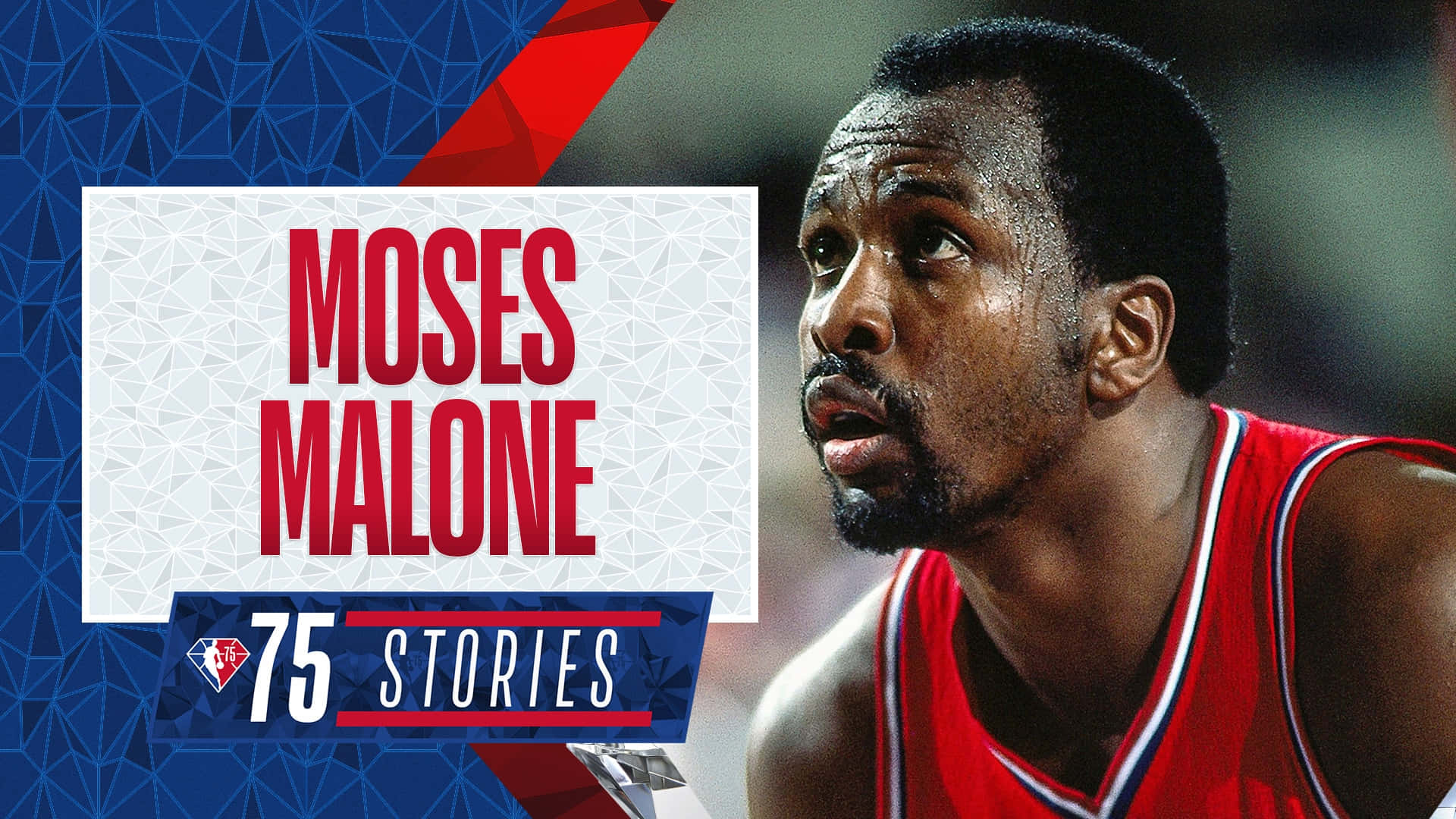 Moses Malone, 75 Stories, red jersey, Full HD Desktop Wallpaper
