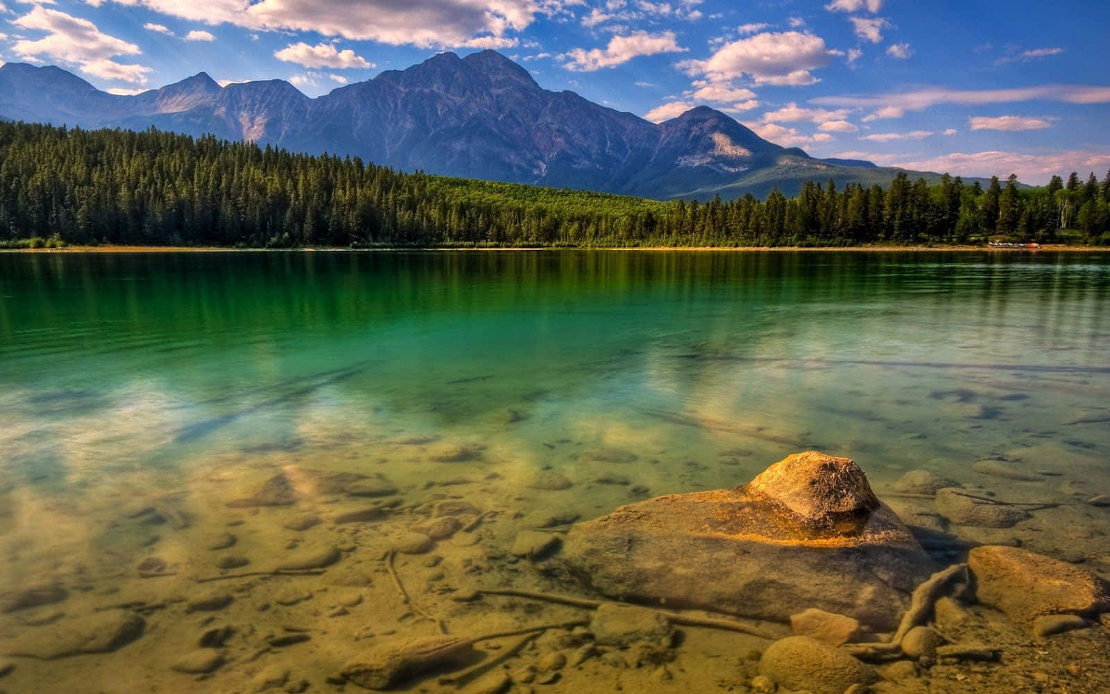 mountain lake, turquoise water, blue sky, HD Desktop Wallpaper