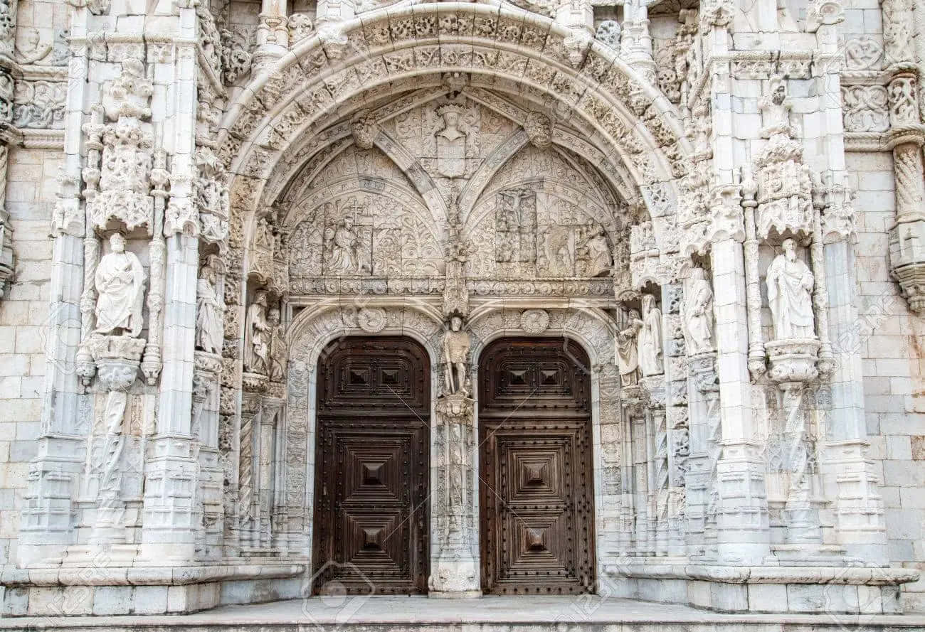 Mosteiro Dos Jeronimos, Gothic doorway, stone, HD Desktop Wallpaper
