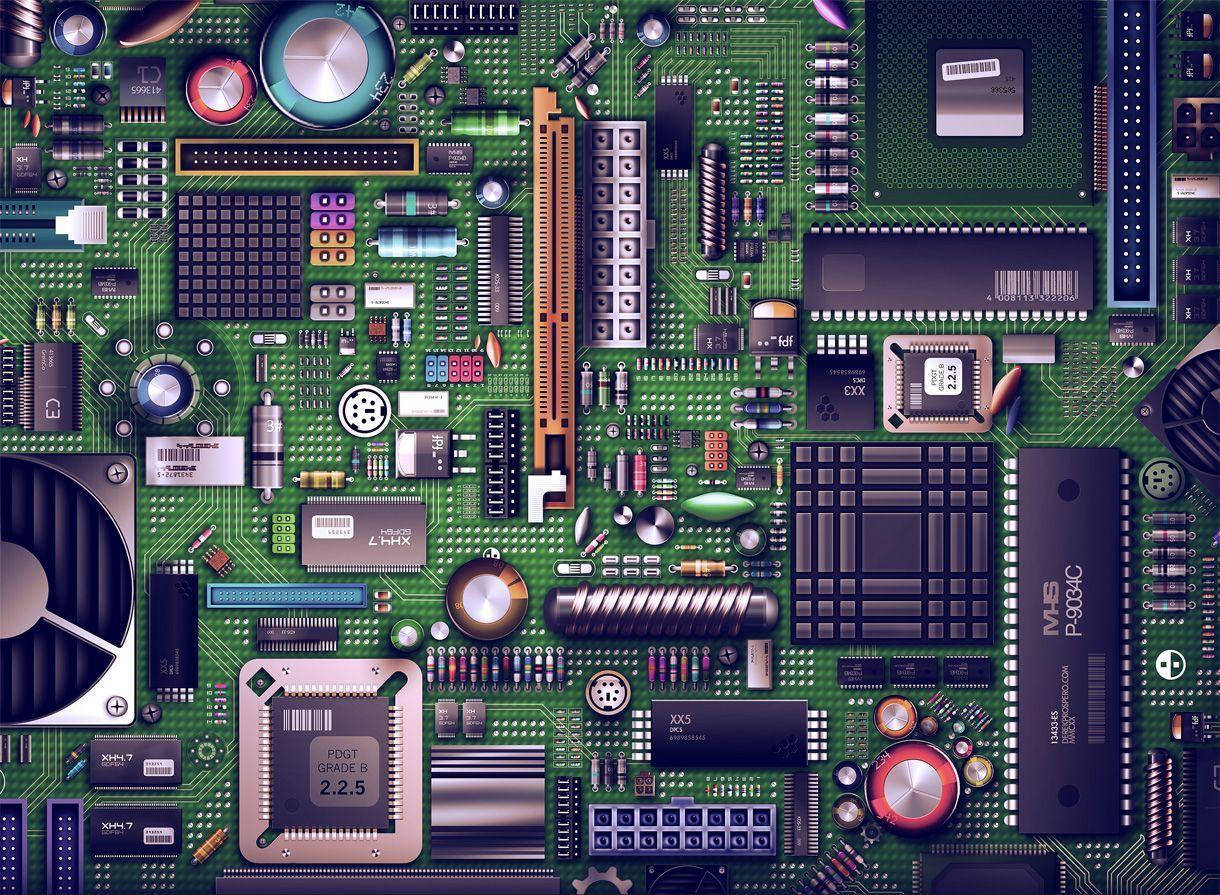 motherboard, green, computer motherboard, SD Desktop Wallpaper