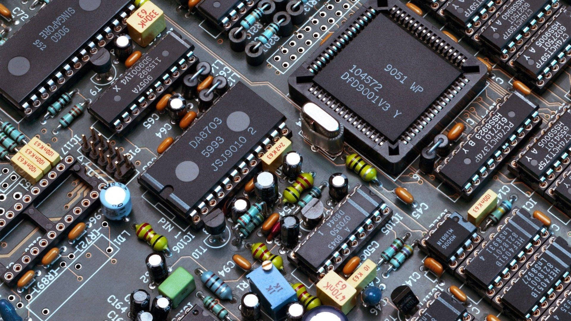 Motherboard, circuit board, resistors, Full HD Desktop Wallpaper