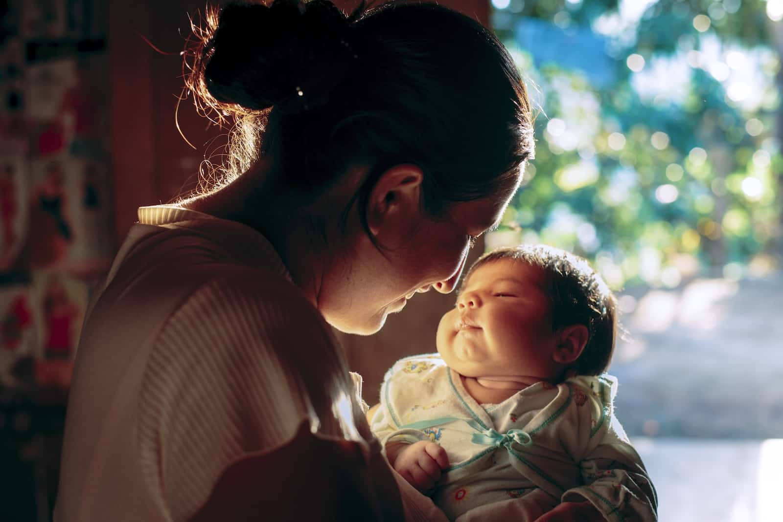 sunlit, mother, baby, HD Desktop Wallpaper