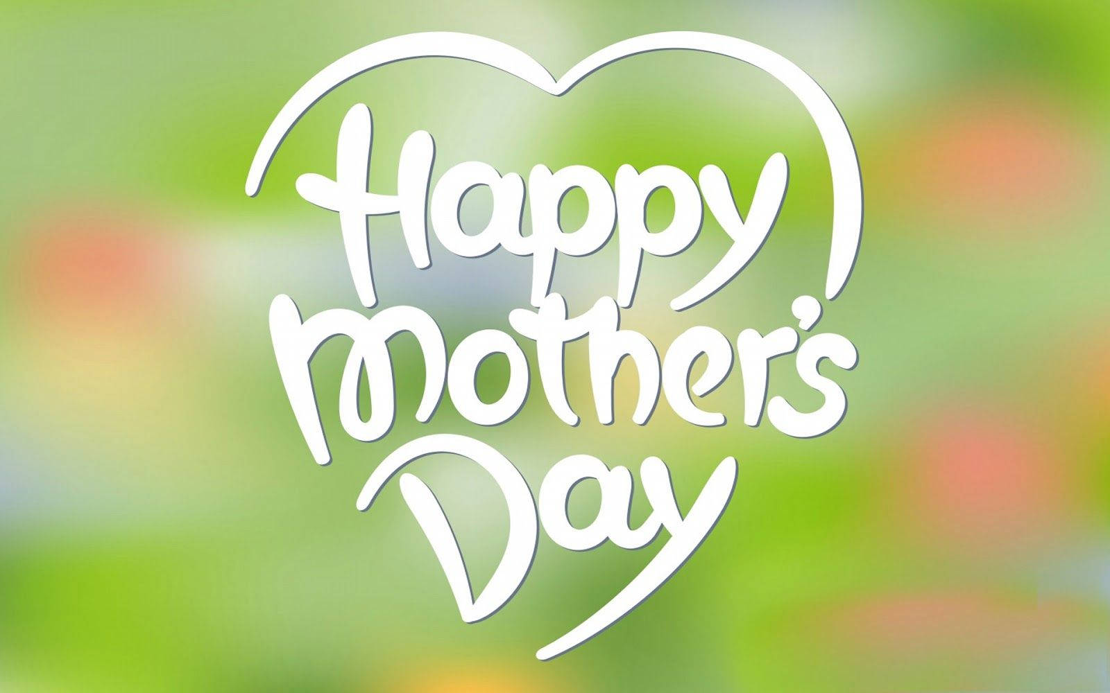 Happy Mother's Day, white cursive text, heart outline, HD Desktop Wallpaper