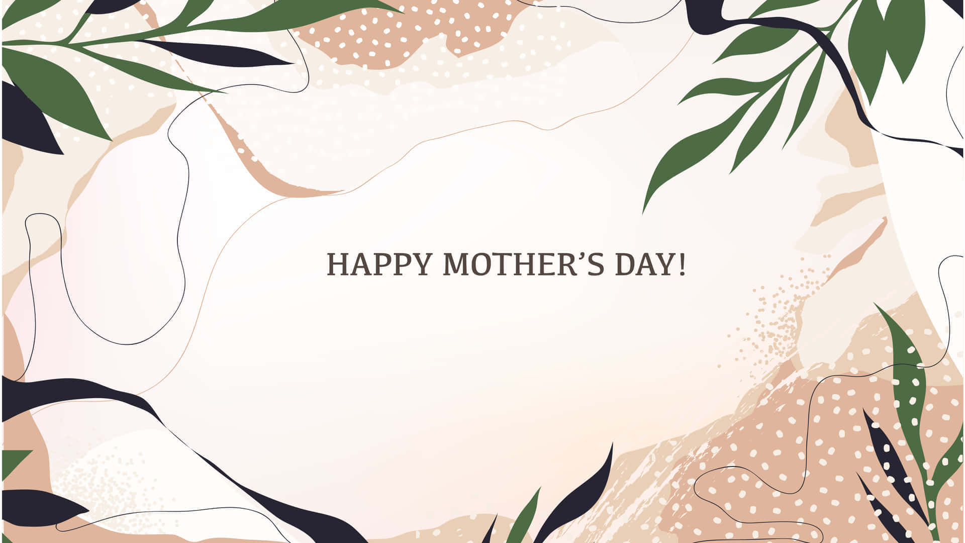Mothers Day Aesthetic, pastel-toned, abstract leafy borders, Full HD Desktop Wallpaper