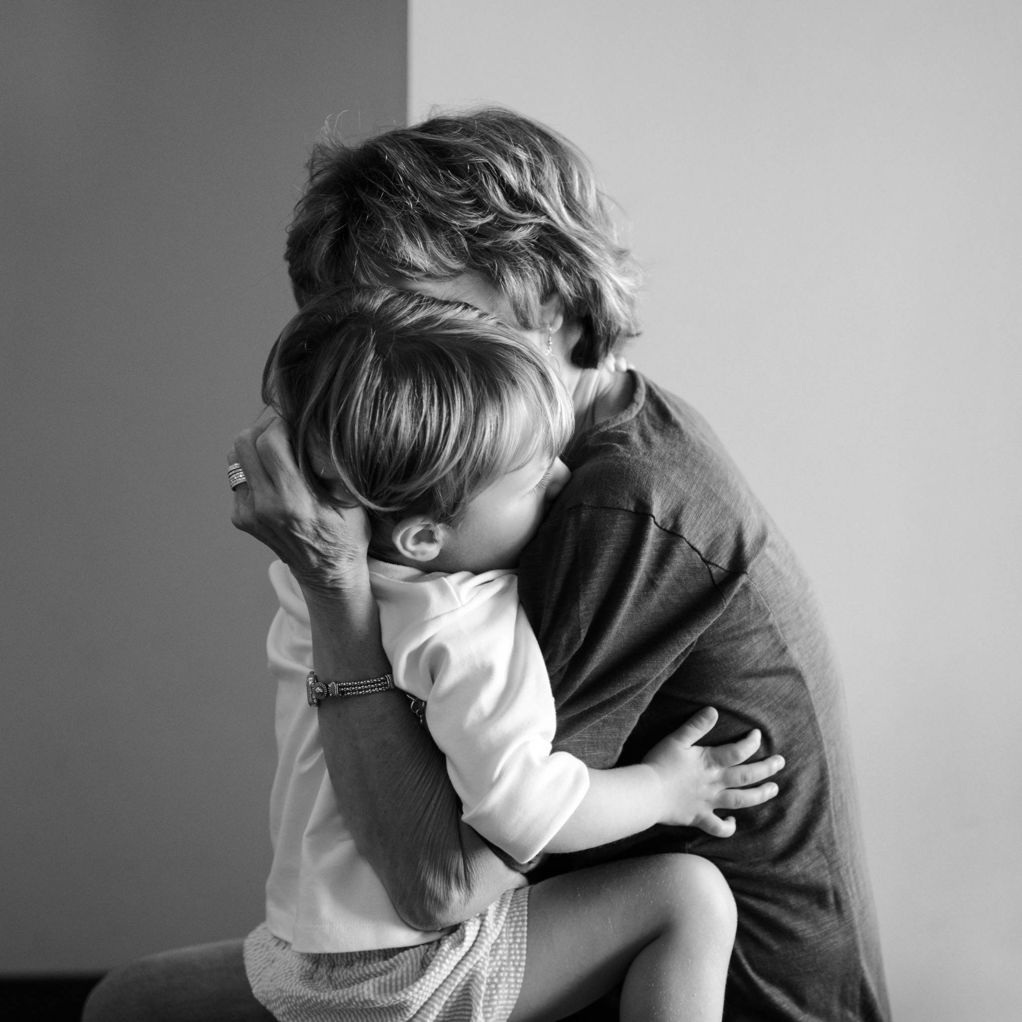 black and white, woman, child, Full HD Desktop Wallpaper