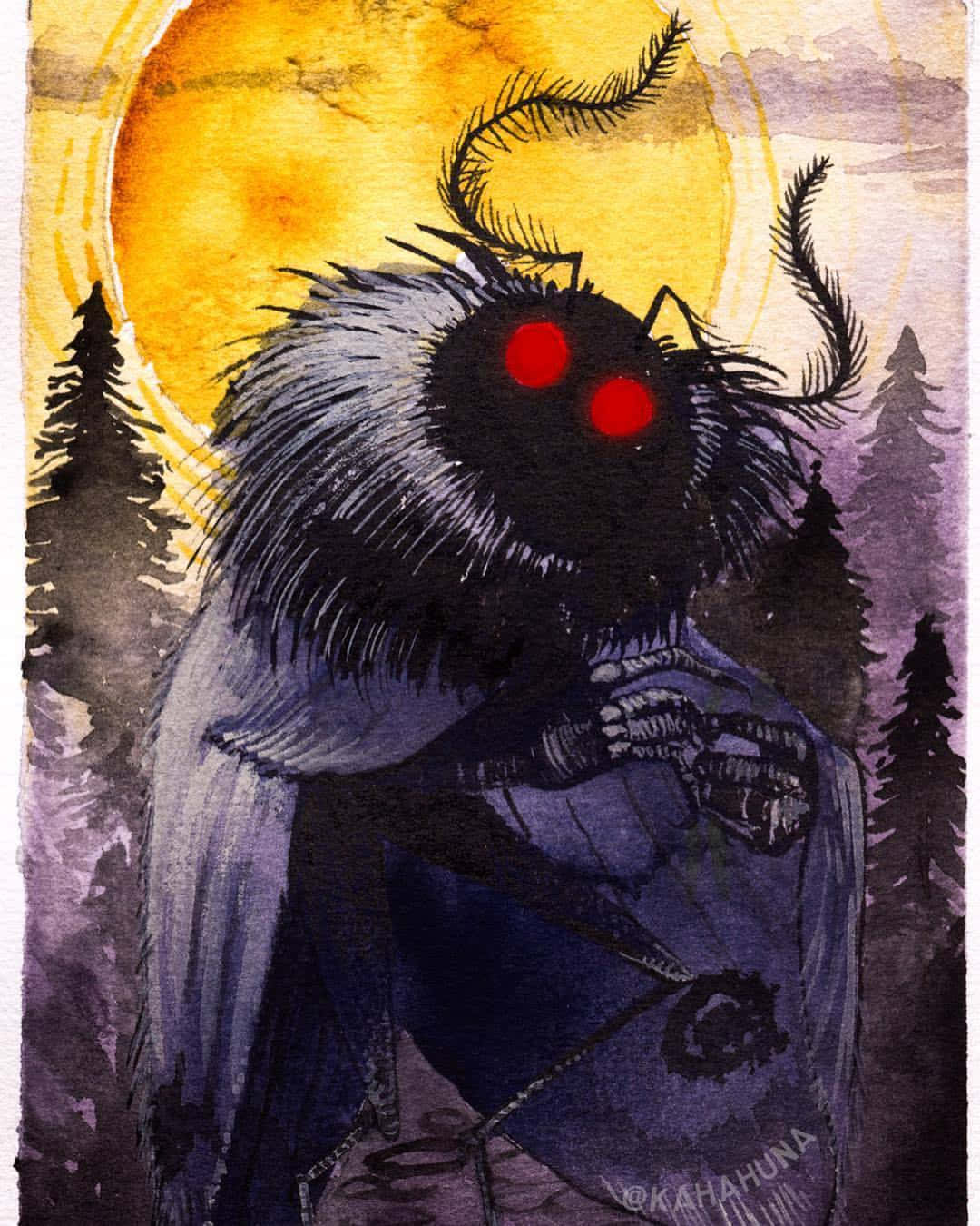Mothman, moonlight, watercolor, HD Phone Wallpaper