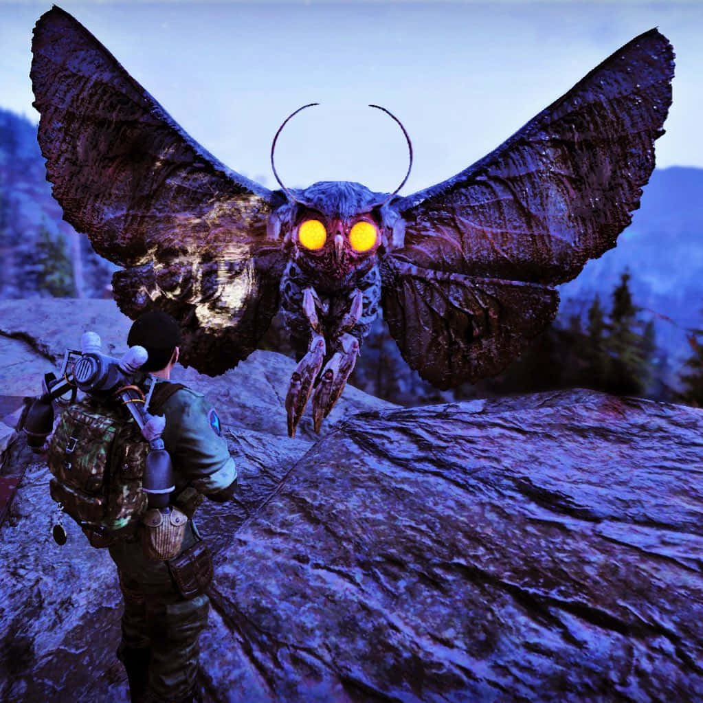 Mothman, glowing-eyed, massive, SD Desktop Wallpaper