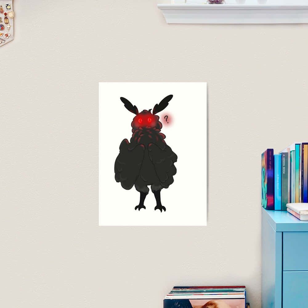 Mothman, glowing red eyes, question mark, SD Desktop Wallpaper